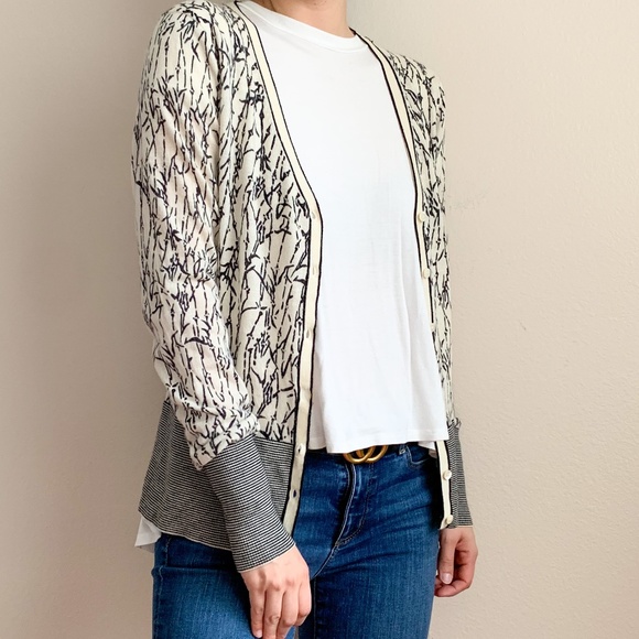 Ted Baker London Sweaters - Ted Baker London Print Stripe Merino Wool Cardigan